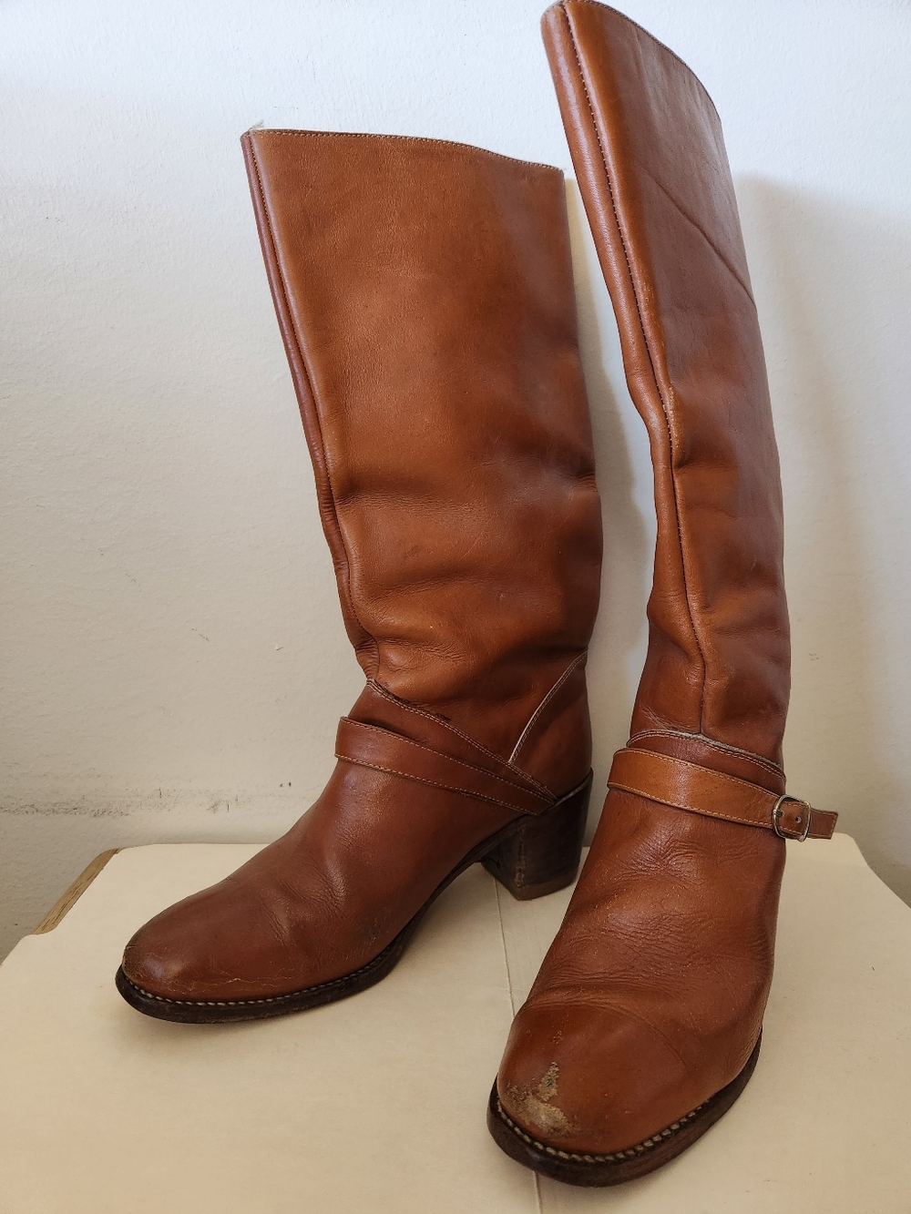 Women's Tall Brown Leather Riding Boots
